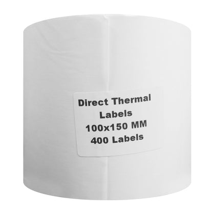VCR 4 x 6 Direct Thermal Label Sticker - 4 x 6 inches - 100mm x 150mm - 400 Labels Per Roll - Pack of 1 Roll - White Self Adhesive Sticker for Printing Ecommerce Shipping Labels 1 inch core
