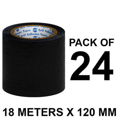 VCR Black Duct Tape - 45 Meters in Length 120mm / 5" Width - Strong Book Binding Tape - Waterproof Heavy Duty Duct Tape