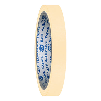 VCR Masking Tape - 20 Meters in Length 12mm / 0.5" Width - Easy Tear Tape, Best for Carpenter, Labelling, Painting and leaves no residue after a peel.