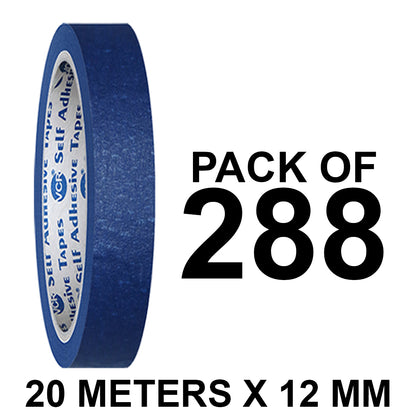 VCR Blue Masking Tape - 20 Meters in Length 12mm / 0.5" Width - Easy Tear Tape, Best for Carpenter, Labelling, Painting and leaves no residue after a peel.