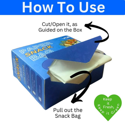 VCR Paper Snack Bags for Food - Pack of 60 Snack Bags - 8x5.5 Inch Paper Bag Each - Snack Paper Bags for Food Storage, Take away, Parcel and Packaging - Parchment Paper Snack Bags for food