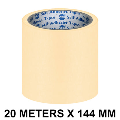 VCR Masking Tape - 20 Meters in Length 144mm / 6" Width - Easy Tear Tape, Best for Carpenter, Labelling, Painting and leaves no residue after a peel.