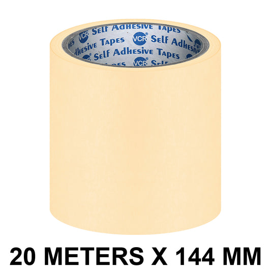 VCR Masking Tape - 20 Meters in Length 144mm / 6" Width - Easy Tear Tape, Best for Carpenter, Labelling, Painting and leaves no residue after a peel.