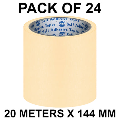 VCR Masking Tape - 20 Meters in Length 144mm / 6" Width - Easy Tear Tape, Best for Carpenter, Labelling, Painting and leaves no residue after a peel.