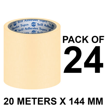 VCR Masking Tape - 20 Meters in Length 144mm / 6" Width - Easy Tear Tape, Best for Carpenter, Labelling, Painting and leaves no residue after a peel.