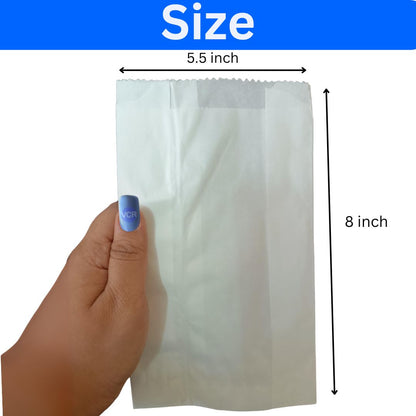 VCR Paper Snack Bags for Food - Pack of 60 Snack Bags - 8x5.5 Inch Paper Bag Each - Snack Paper Bags for Food Storage, Take away, Parcel and Packaging - Parchment Paper Snack Bags for food