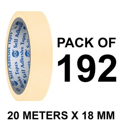 VCR Masking Tape - 20 Meters in Length 18mm / 0.75" Width - Easy Tear Tape, Best for Carpenter, Labelling, Painting and leaves no residue after a peel.