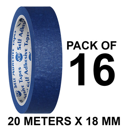 VCR Blue Masking Tape - 20 Meters in Length 18mm / 0.75" Width - Easy Tear Tape, Best for Carpenter, Labelling, Painting and leaves no residue after a peel.