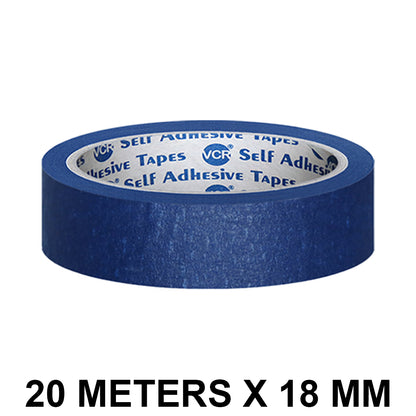 VCR Blue Masking Tape - 20 Meters in Length 18mm / 0.75" Width - Easy Tear Tape, Best for Carpenter, Labelling, Painting and leaves no residue after a peel.