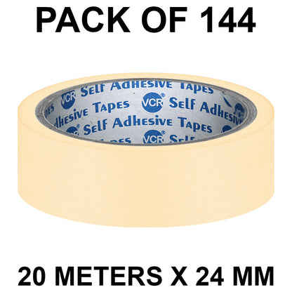 VCR Masking Tape - 20 Meters in Length 24mm / 1" Width - Easy Tear Tape, Best for Carpenter, Labelling, Painting and leaves no residue after a peel.