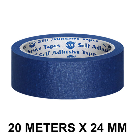 VCR Blue Masking Tape - 20 Meters in Length 24mm / 1" Width - Easy Tear Tape, Best for Carpenter, Labelling, Painting and leaves no residue after a peel.