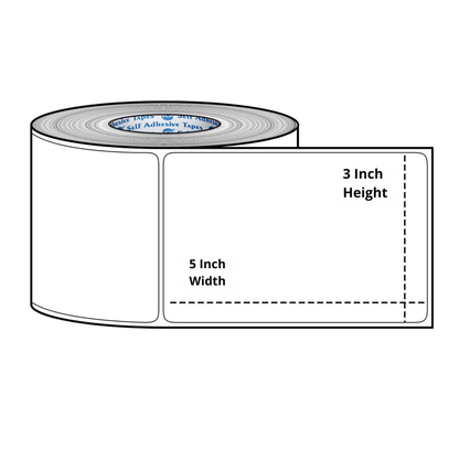 VCR 3 x 5 Direct Thermal Label Sticker - 3 x 5 inches - 75mm x 125mm - 400 Labels Per Roll - Pack of 1 Roll - White Self Adhesive Sticker for Printing Ecommerce Shipping Labels 1 inch core