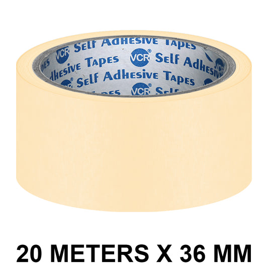 VCR Masking Tape - 20 Meters in Length 36mm / 1.5" Width - Easy Tear Tape, Best for Carpenter, Labelling, Painting and leaves no residue after a peel.