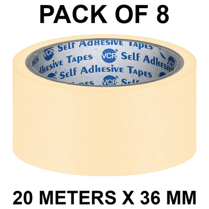 VCR Masking Tape - 20 Meters in Length 36mm / 1.5" Width - Easy Tear Tape, Best for Carpenter, Labelling, Painting and leaves no residue after a peel.
