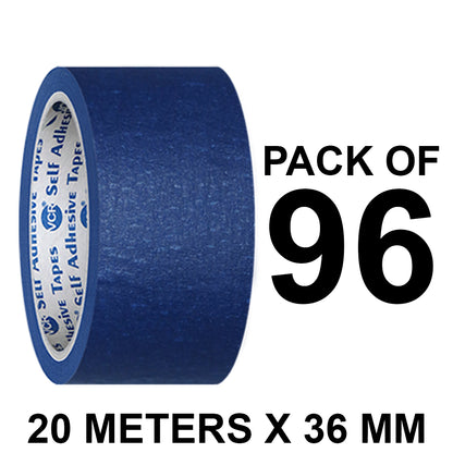 VCR Blue Masking Tape - 20 Meters in Length 36mm / 1.5" Width - Easy Tear Tape, Best for Carpenter, Labelling, Painting and leaves no residue after a peel.