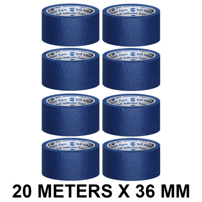 VCR Blue Masking Tape - 20 Meters in Length 36mm / 1.5" Width - Easy Tear Tape, Best for Carpenter, Labelling, Painting and leaves no residue after a peel.
