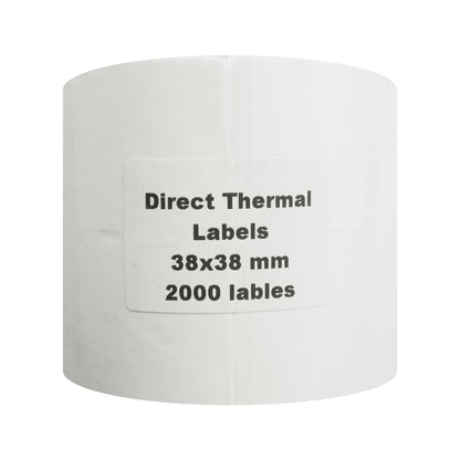 VCR 1.5 x 1.5 Direct Thermal Barcode Label Sticker - 1.5 x 1.5 inches - 38mm x 38mm - 2 Ups - 2000 Labels Per Roll - Pack of 1 Roll - White Self Adhesive Barcoding Sticker 1 inch core