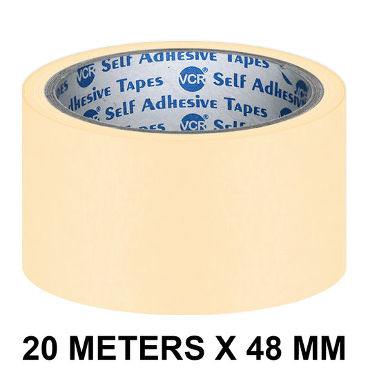 VCR Masking Tape - 20 Meters in Length 48mm / 2" Width - Easy Tear Tape, Best for Carpenter, Labelling, Painting and leaves no residue after a peel.