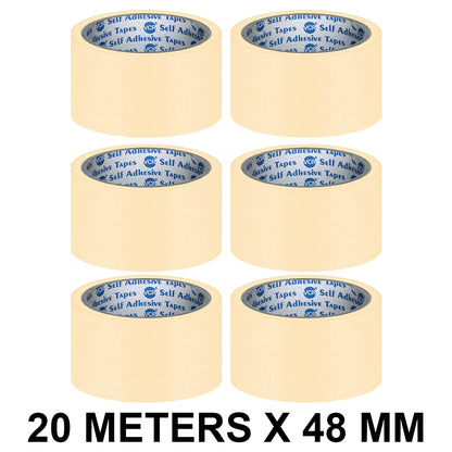 VCR Masking Tape - 20 Meters in Length 48mm / 2" Width - Easy Tear Tape, Best for Carpenter, Labelling, Painting and leaves no residue after a peel.