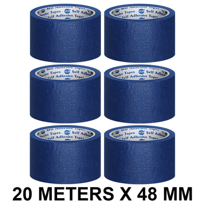 VCR Blue Masking Tape - 20 Meters in Length 48mm / 2" Width - Easy Tear Tape, Best for Carpenter, Labelling, Painting and leaves no residue after a peel.
