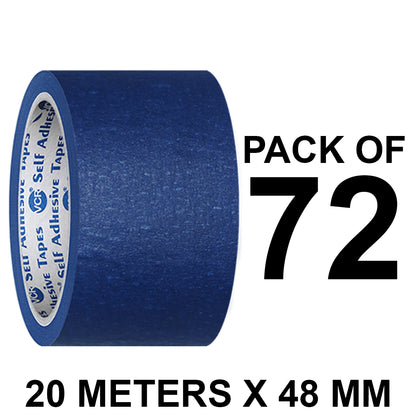 VCR Blue Masking Tape - 20 Meters in Length 48mm / 2" Width - Easy Tear Tape, Best for Carpenter, Labelling, Painting and leaves no residue after a peel.