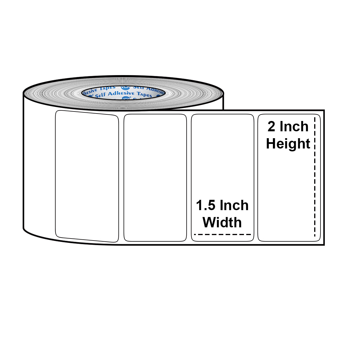 VCR White Self Adhesive Thermal Label Sticker 2.5 x 1.5 Inch
