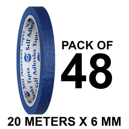 VCR Blue Masking Tape - 20 Meters in Length 06mm / 0.25" Width - Easy Tear Tape, Best for Carpenter, Labelling, Painting and leaves no residue after a peel.