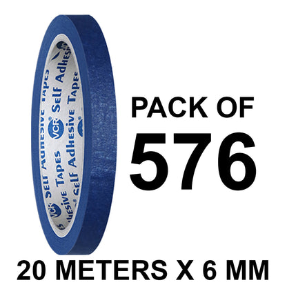 VCR Blue Masking Tape - 20 Meters in Length 06mm / 0.25" Width - Easy Tear Tape, Best for Carpenter, Labelling, Painting and leaves no residue after a peel.