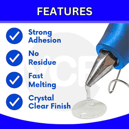 VCR 07mm Glue Sticks for Glue Gun - 07mm x 165mm in Length - Hot Melt Transparent Glue Stick - Bonding Adhesive Glue Sticks for DIY - Arts Crafts - Schools and Industries