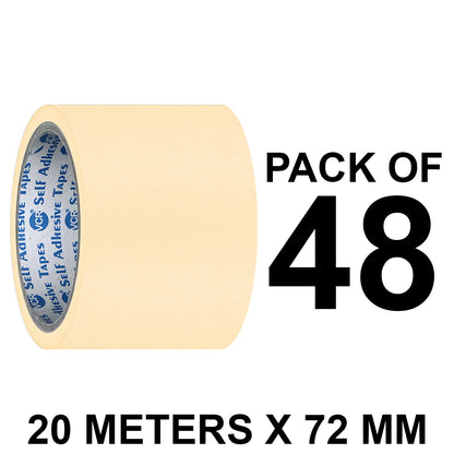 VCR Masking Tape - 20 Meters in Length 72mm / 3" Width - Easy Tear Tape, Best for Carpenter, Labelling, Painting and leaves no residue after a peel.
