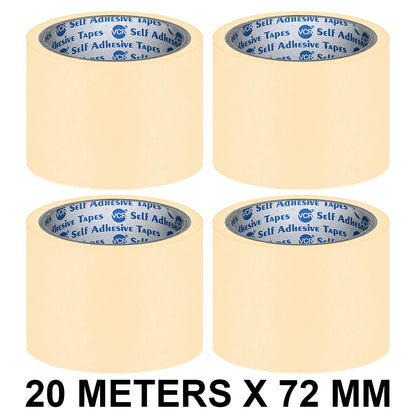 VCR Masking Tape - 20 Meters in Length 72mm / 3" Width - Easy Tear Tape, Best for Carpenter, Labelling, Painting and leaves no residue after a peel.