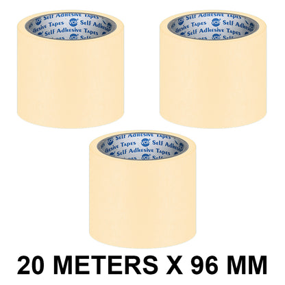 VCR Masking Tape - 20 Meters in Length 96mm / 4" Width - Easy Tear Tape, Best for Carpenter, Labelling, Painting and leaves no residue after a peel.