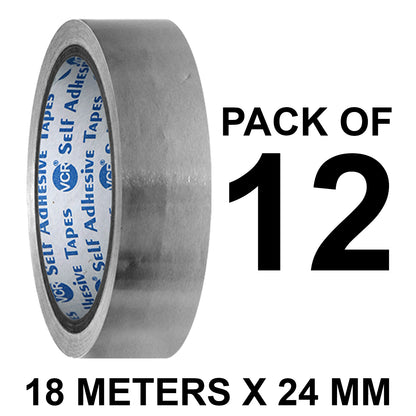 VCR Aluminium Foil Tape - Silver Tape - 18 Meters in Length 24mm / 1" Width - Foil Tape for Air Duct Joining, Used for AC Ducting, Pipe Work, High Temprature Ducting Tape