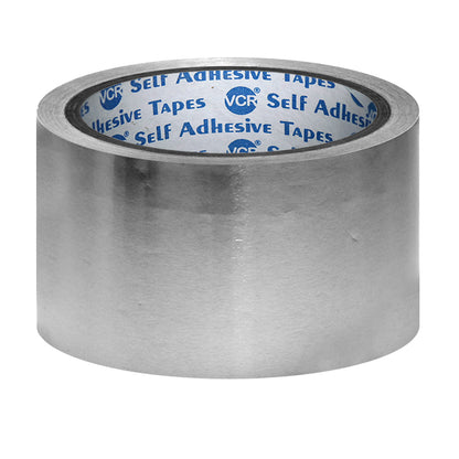 VCR Aluminium Foil Tape - Silver Tape - 18 Meters in Length 48mm / 2" Width Foil Tape for Air Duct Joining, Used for AC Ducting, Pipe Work, High Temprature Ducting Tape