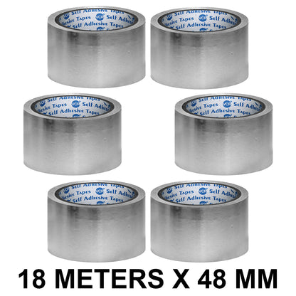 VCR Aluminium Foil Tape - Silver Tape - 18 Meters in Length 48mm / 2" Width Foil Tape for Air Duct Joining, Used for AC Ducting, Pipe Work, High Temprature Ducting Tape