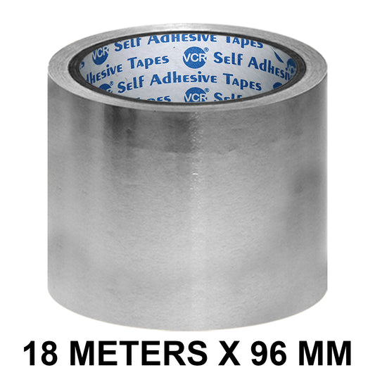 VCR Aluminium Foil Tape - Silver Tape - 18 Meters in Length 96mm / 4" Width - Foil Tape for Air Duct Joining, Used for AC Ducting, Pipe Work, High Temprature Ducting Tape