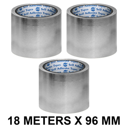 VCR Aluminium Foil Tape - Silver Tape - 18 Meters in Length 96mm / 4" Width - Foil Tape for Air Duct Joining, Used for AC Ducting, Pipe Work, High Temprature Ducting Tape