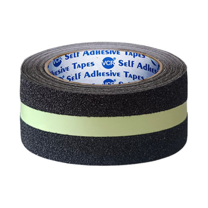 VCR Anti Skid / Anti Slip Tape - Glow in Dark - 5 Meters in Length - 50mm / 02" Width - 1 Roll Per Pack for Safety and Traction, Stairs, Slippery Surfaces - Waterproof Anti Slip Glow in the Dark