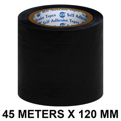 VCR Black Duct Tape - 45 Meters in Length 120mm / 5" Width - Strong Book Binding Tape - Waterproof Heavy Duty Duct Tape