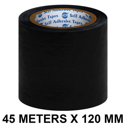 VCR Black Duct Tape - 45 Meters in Length 120mm / 5" Width - Strong Book Binding Tape - Waterproof Heavy Duty Duct Tape