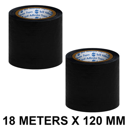 VCR Black Duct Tape - 18 Meters in Length 120mm / 5" Width - Strong Book Binding Tape - Waterproof Heavy Duty Duct Tape