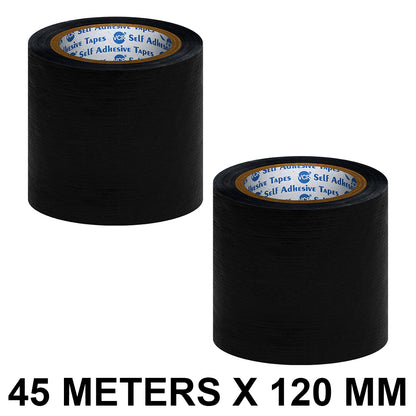 VCR Black Duct Tape - 45 Meters in Length 120mm / 5" Width - Strong Book Binding Tape - Waterproof Heavy Duty Duct Tape