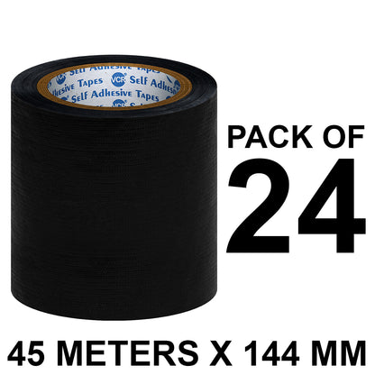 VCR Black Duct Tape - 45 Meters in Length 144mm / 6" Width - Strong Book Binding Tape - Waterproof Heavy Duty Duct Tape