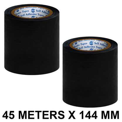 VCR Black Duct Tape - 45 Meters in Length 144mm / 6" Width - Strong Book Binding Tape - Waterproof Heavy Duty Duct Tape