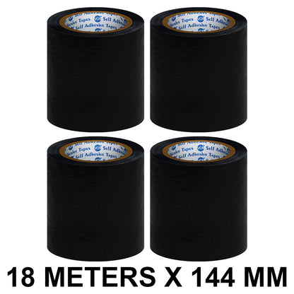 VCR Black Tape - 18 Meters in Length 144mm / 6" Width - Strong Book Binding Tape - Waterproof Heavy Duty Duct Tape