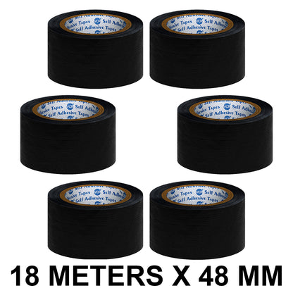 VCR Black Duct Tape - 18 Meters in Length 48mm / 2" Width - Strong Book Binding Tape - Waterproof Heavy Duty Duct Tape