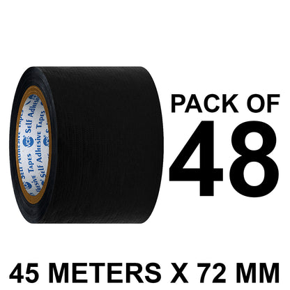 VCR Black Duct Tape - 45 Meters in Length 72mm / 3" Width - Strong Book Binding Tape - Waterproof Heavy Duty Duct Tape