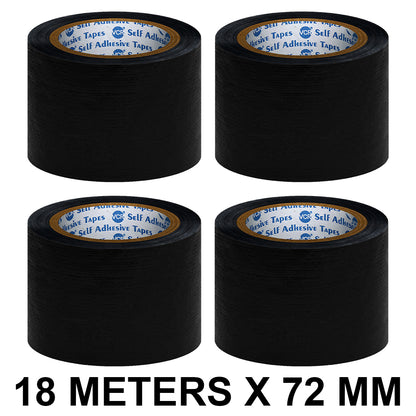 VCR Black Duct Tape - 18 Meters in Length 72mm / 3" Width - Strong Book Binding Tape - Waterproof Heavy Duty Duct Tape
