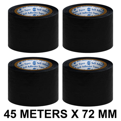 VCR Black Duct Tape - 45 Meters in Length 72mm / 3" Width - Strong Book Binding Tape - Waterproof Heavy Duty Duct Tape