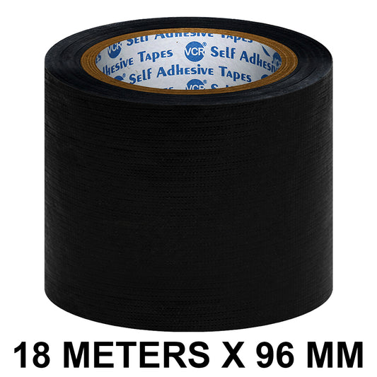 VCR Black Duct Tape - 18 Meters in Length 96mm / 4" Width - Strong Book Binding Tape - Waterproof Heavy Duty Duct Tape
